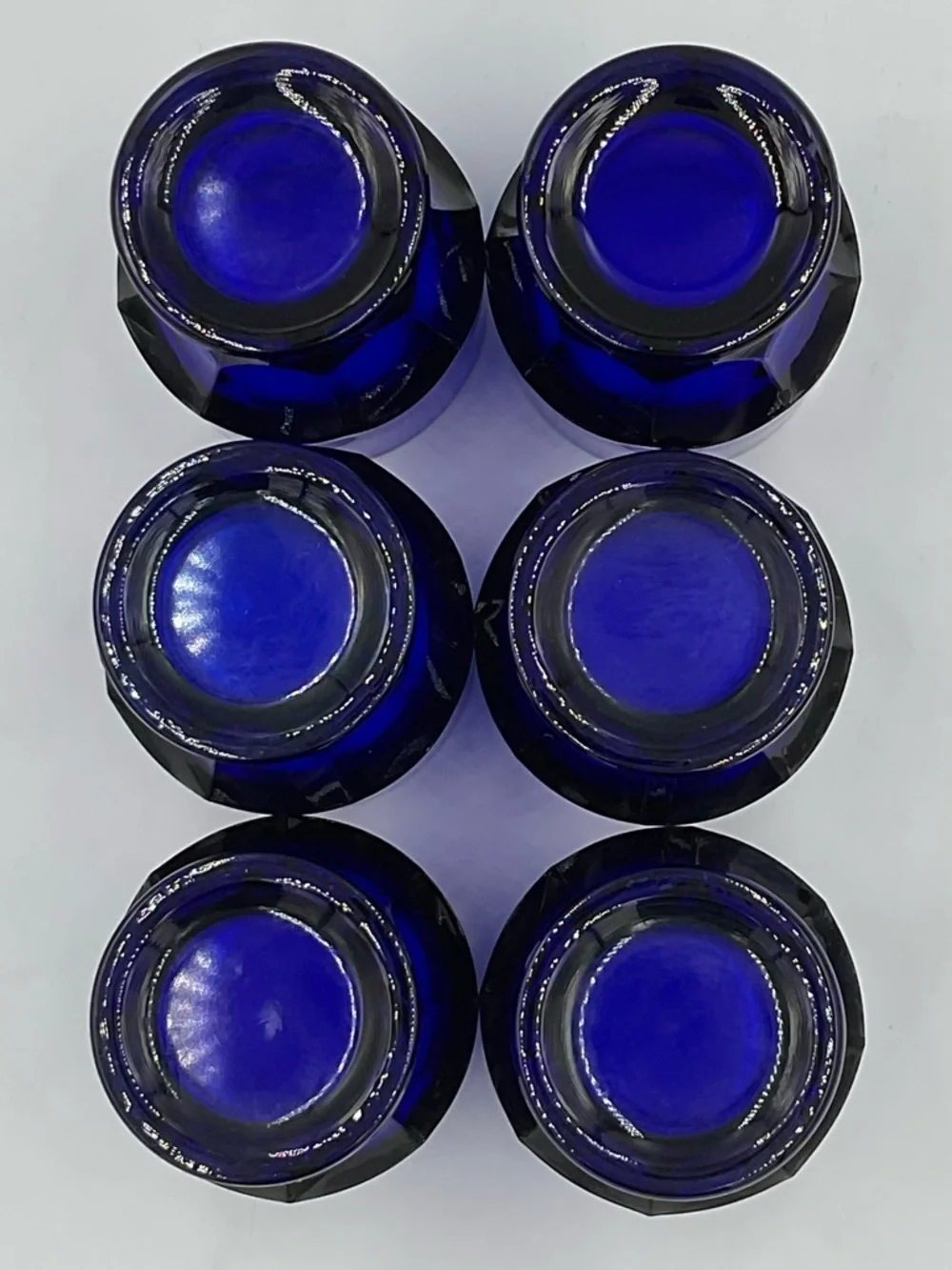 Vintage Viking Glass 8oz Georgian Cobalt Blue Flat Tumblers-Set of 6